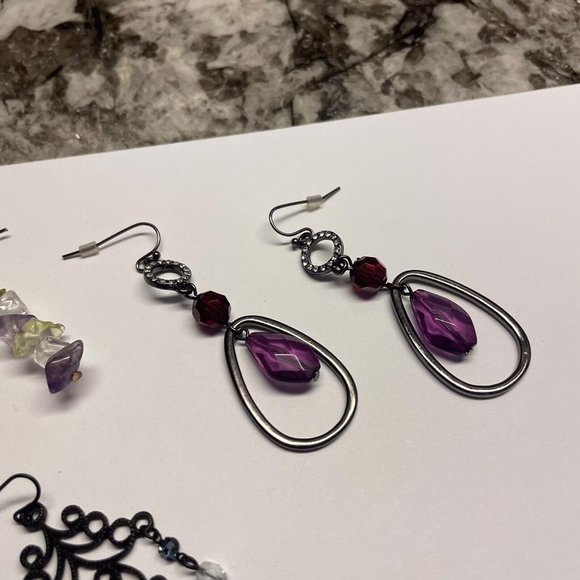 Lot Of 4 Costume Pierced Earrings Dangle - Some Bead - Picture 4 of 12